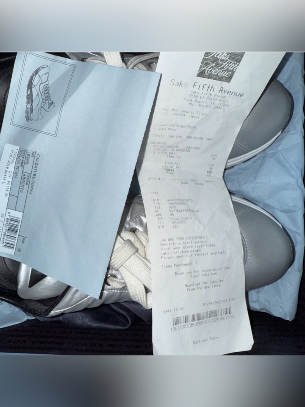 Prada Men’s Metallic Silver Leather Sneakers Y2K - Picture 4 of 6